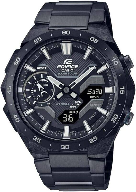 

Casio Men Watch EDIFICE WINDFLOW Analog Mobile link Solar Power Black Dial Stainless Steel Band ECB-2200DC-1ADF.