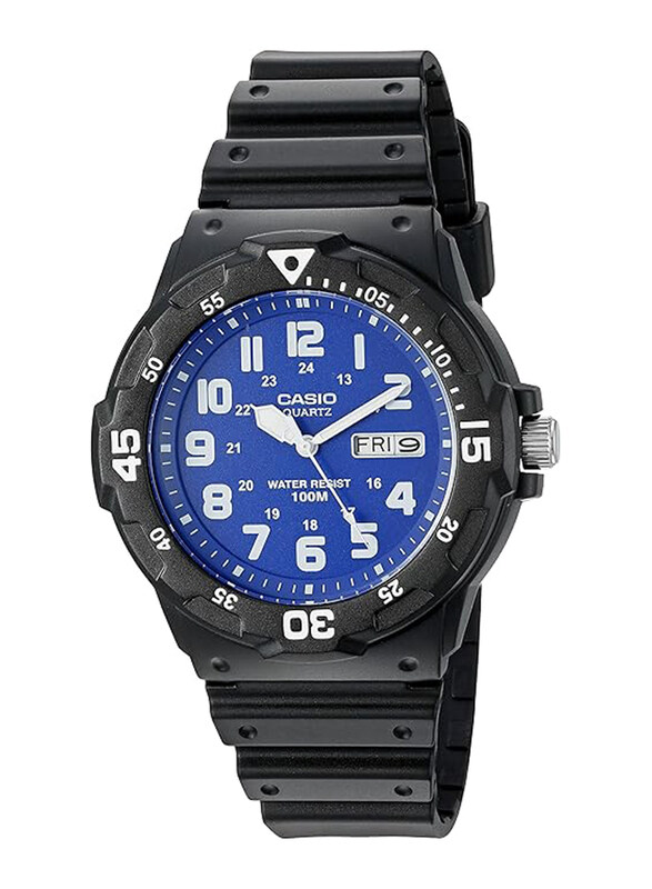 

Casio Analog Watch for Men with Plastic Band, Water Resistant, MRW200H-2B2V, Black/Blue