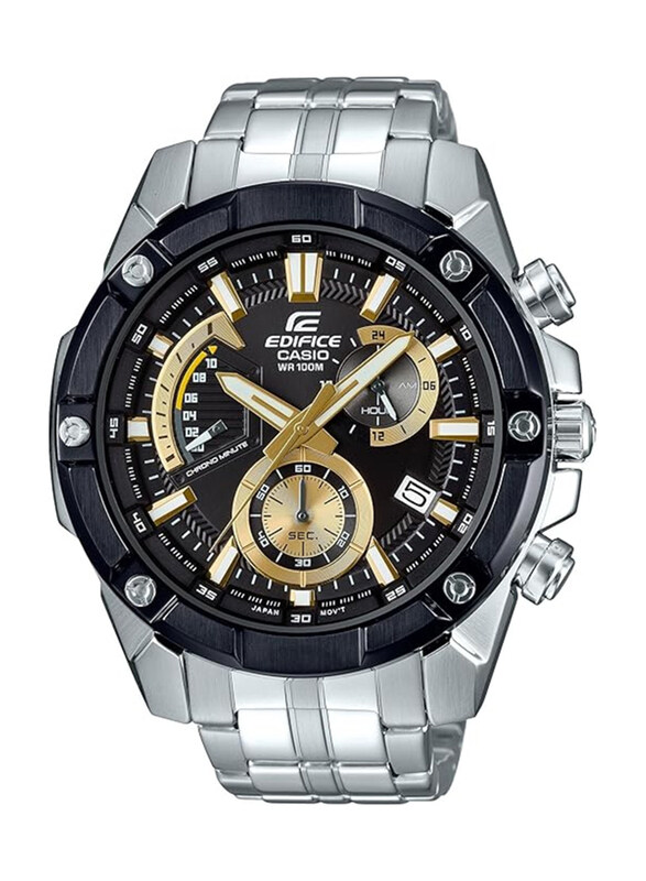 

Casio Analog Watch for Men with Stainless Steel Band, Water Resistant and Chronograph, EFR-559DB-1A9VUEF, Black/Gold-Silver