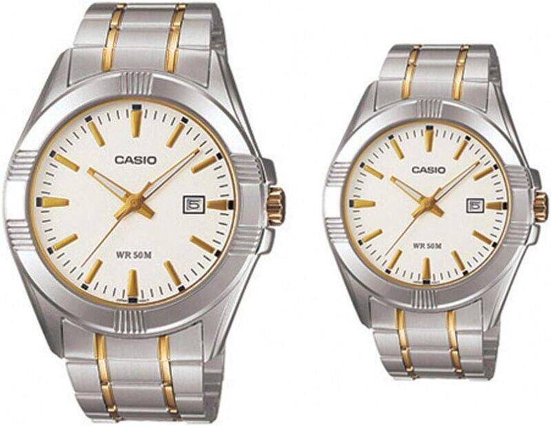 

Casio His & Her For Unisex White Dial Stainless Steel Band Couple Watch - MTP LTP-1308SG-7A