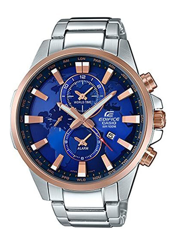 

Casio Analog Watch for Men with Stainless Steel Band, Chronograph, EFR-303PG-2AVUDF, Blue-Silver