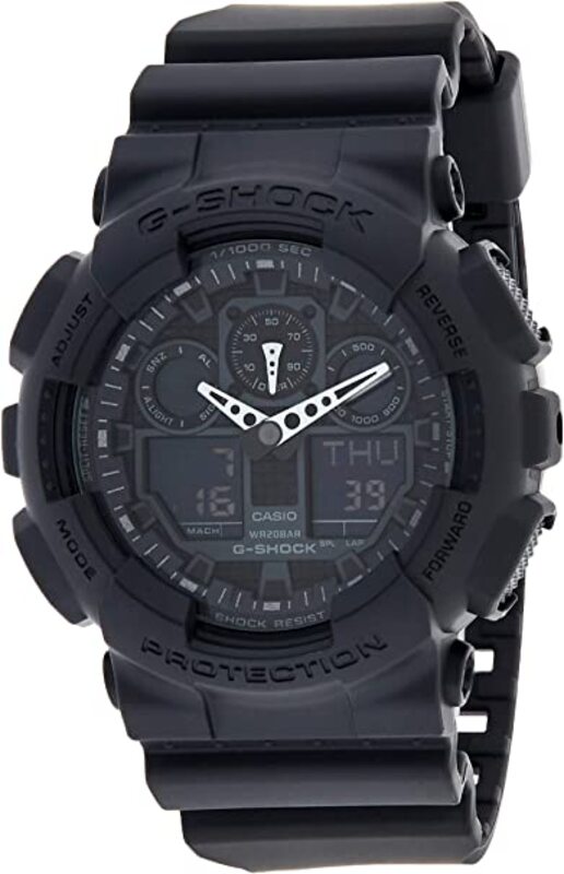 Casio G-Shock Analog-Digital Watch for Men with Resin Band, Water Resistant and Chronograph, GA 100 1A1DR, Black