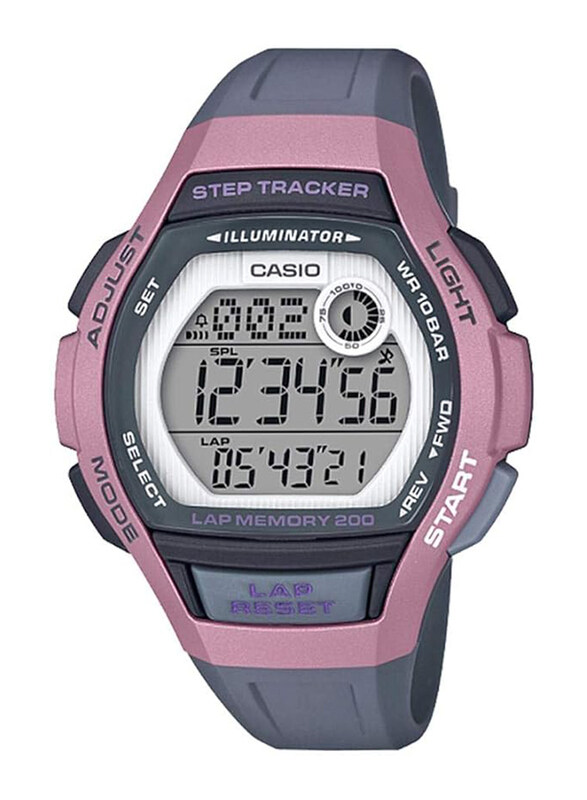 

Casio Digital Watch for Men with Resin Band, Water Resistant, LWS-2000H-4AVDF, Grey/Pink-Grey