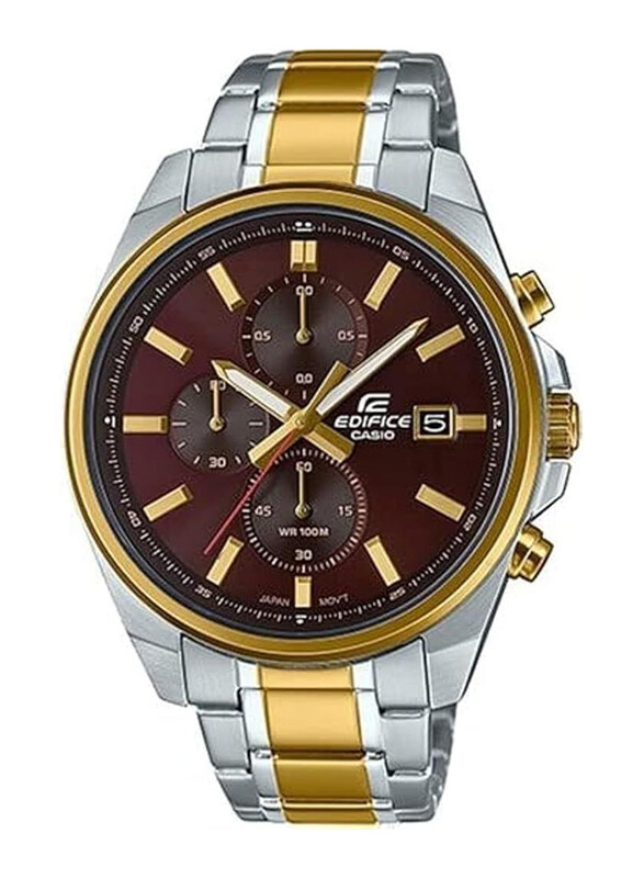 

Casio Edifice Standard Analog Watch for Men with Stainless Steel Band, Water Resistant and Chronograph, EFV-610SG-5AVUDF, Multicolour-Burgundy