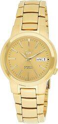 Seiko Men SNKa10 Seiko 5 Automatic Gold Dial Gold-Tone Stainless Steel Watch