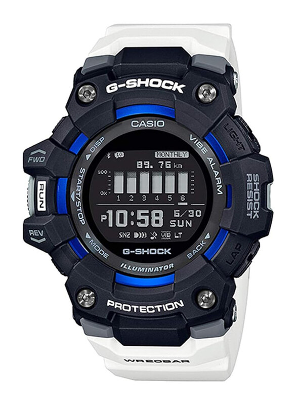 

Casio G-Shock Digital Watch for Men with Plastic Band, Water Resistant, GBD-100-1A7DR, White-Black