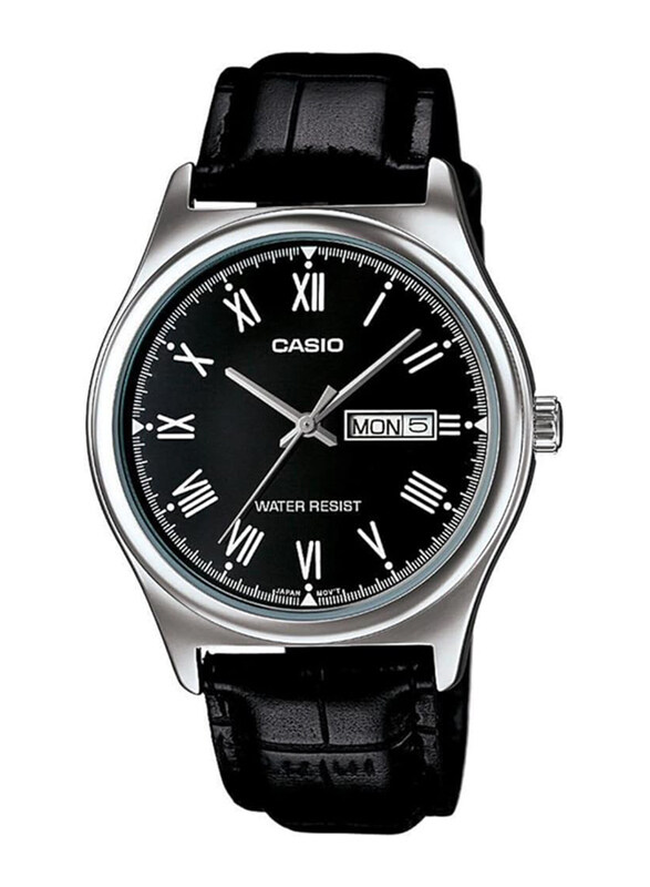 

Casio Enticer Analog Watch for Men with Leather Band, Water Resistant, MTP-V006L-1BUDF, Black