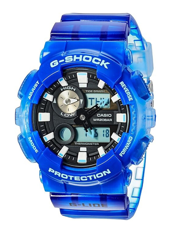 

Casio G-Shock Analog + Digital Watch for Men with Resin Band, Water Resistant, GAX100MSA2A, Black-Blue