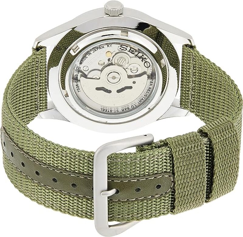 Seiko 5 Men's Green Dial Nylon Band Automatic Watch - SNZG09J1