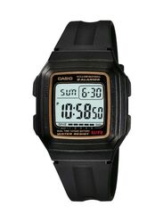 Casio Digital Display Watch for Boys with Resin Band, Water Resistant and Chronograph, F-201WA-9A, Black-Grey