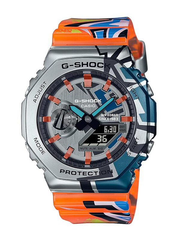 

Casio G-Shock Analog + Digital Watch for Men with Resin Band, Water Resistant, GM-2100SS-1ADR, Multicolour