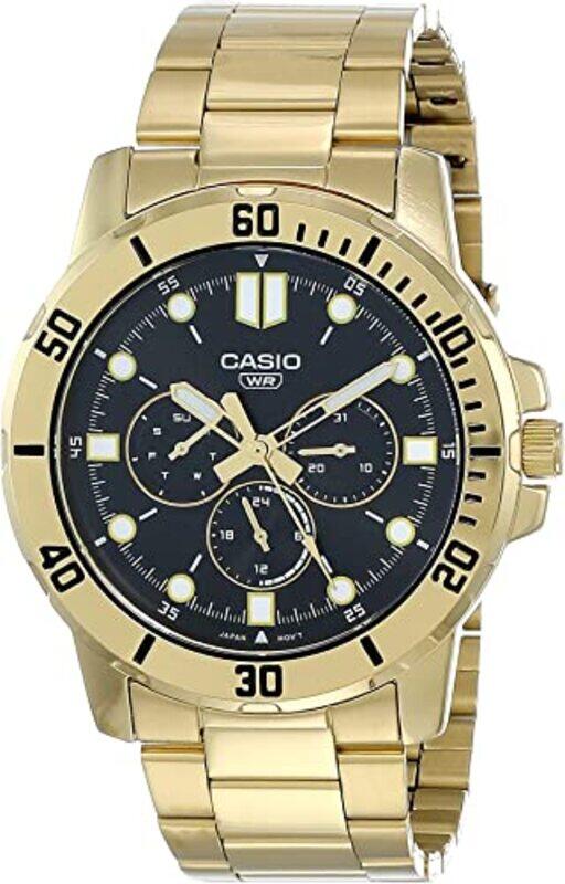 

Casio Analog Watch for Men with Stainless Steel Band, Water Resistant and Chronograph, MTP-VD300G-1EUDF, Gold-Black