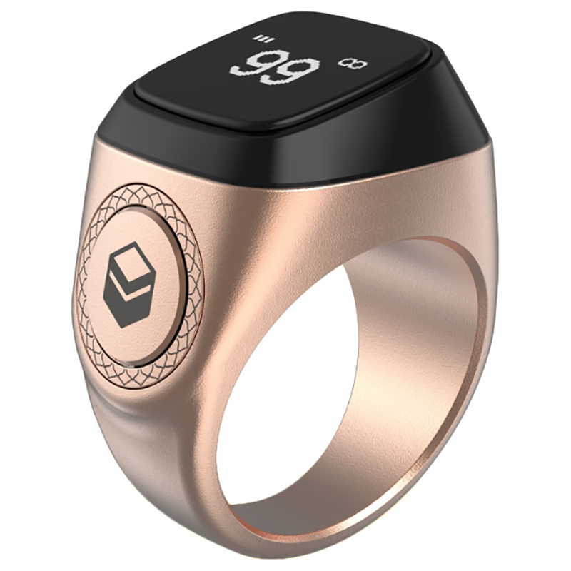 Iqibla Tasbih Zikr Water Resistant Smart Ring for Men, 20mm, Rose Gold