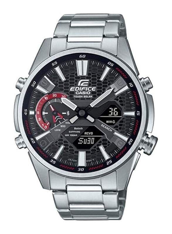 

Casio Analog Watch for Men with Stainless Steel Band, Water Resistant, ECB-S100D-1ADF, Black-Silver