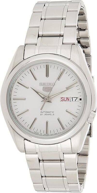 

Seiko 5 Men's White Dial Stainless Steel Automatic Watch Snkl41J1, Silver