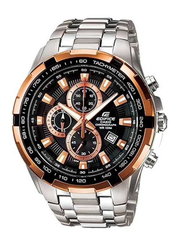 

Casio Edifice Analog Watch for Men with Stainless Steel Band, Water Resistant and Chronograph, EF-539D-1A5V, Silver-Black/Rose Gold