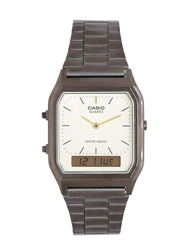 

Casio Analog + Digital Watch for Men with Stainless Steel Band, Water Resistant, AQ-230GG-9ADF, Grey-White