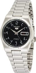 Seiko Analog Watch for Men with Stainless Steel Band, Water Resistant, Snk063J5, Silver-Black