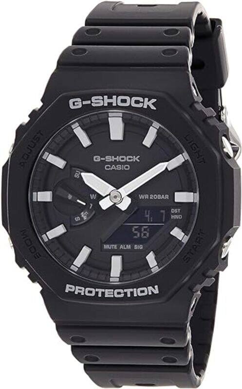 

Casio G-Shock Analog + Digital Watch for Men with Resin Band, Water Resistant and Chronograph, GA-2100-1ADR (G986), Black-Black