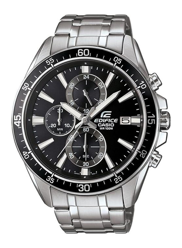 

Casio Edifice Analog Watch for Men with Stainless Steel Band, Water Resistant and Chronograph, EFR-546D-1AV, Silver/Black