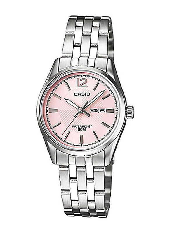 

Casio Analog Watch for Men with Stainless Steel Band, Water Resistant, LTP-1335D-5A, Silver-Pink