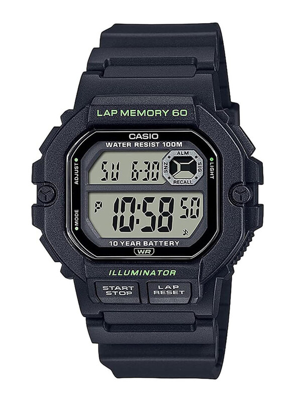 

Casio Analog Watch for Men with Resin Band, Water Resistant, WS-1400H-1AVDF-1, Black-Grey