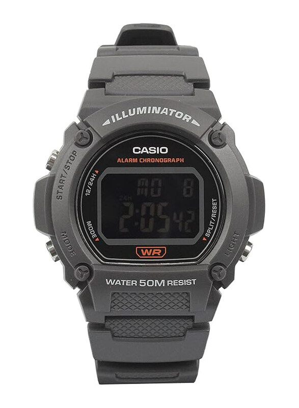 

Casio Digital Watch for Men with Rubber Band, Water Resistant, W-219H-8BVDF, Grey/Black