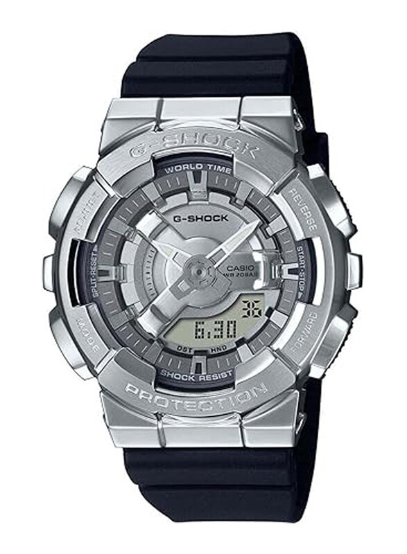 

Casio G-Shock Analog + Digital Watch for Women with Resin Band, Water Resistant, GM-S110-1ADR, Black-Grey