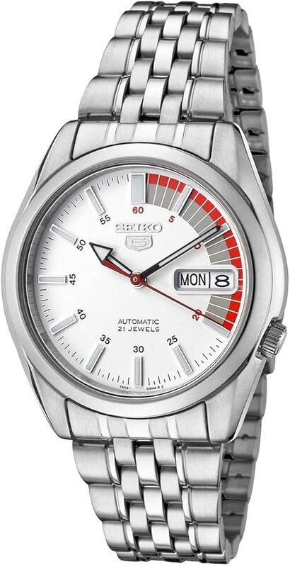 Seiko Men's White Dial Stainless Steel Band Watch - SNK369K1