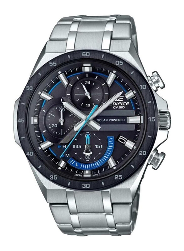 

Casio Analog Watch for Men with Stainless Steel Band, Water Resistant & Chronograph, EQS-920DB-1BVUDF (EX488), Silver-Black
