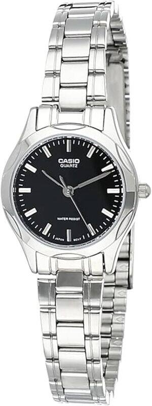 

Casio Women's Watch - LTP-1275D-1A Black Dial, Silver Band