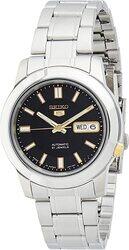 Seiko 5 Automatic Analog Watch for Men with Stainless Steel Band, Water Resistant, SNKK17J1, Silver-Black