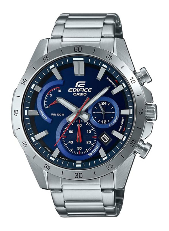 

Casio Analog Watch for Men with Stainless Steel Band, Water Resistant and Chronograph, EFR-573D-2AVUDF, Silver-Blue