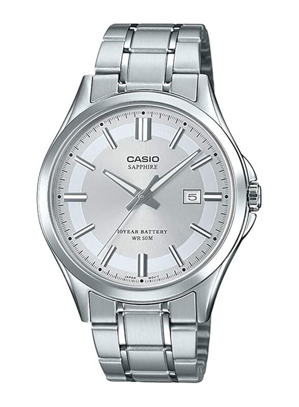 

Casio Analog Quartz Watch for Men with Stainless Steel Band, Water Resistant, MTS-100D-7AVDF (A1756), Silver