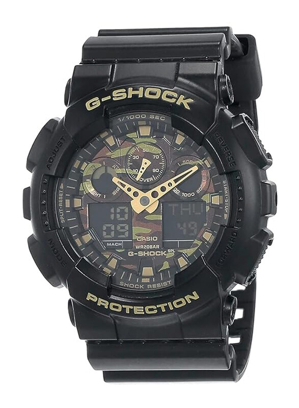 

Casio G-Shock Analog + Digital Watch for Men with Resin Band, Water Resistant, GA-100CF-1A9DR (G519), Black-Multicolour