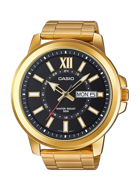 

Casio Analog Watch for Men with Stainless Steel Band, Water Resistant, MTP-X100G-1AV, Gold-Black