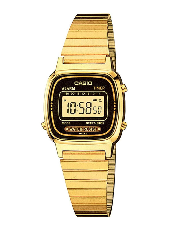 

Casio Vintage Series Digital Watch for Women with Stainless Steel Band, Water Resistant, LA670WGA-1DF, Gold-Black