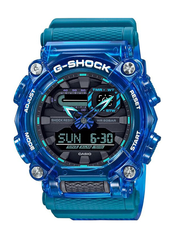 

Casio G-Shock Analog Watch for Men with Resin Band, Water Resistant, GA-900SKL-2ADR, Blue-Grey