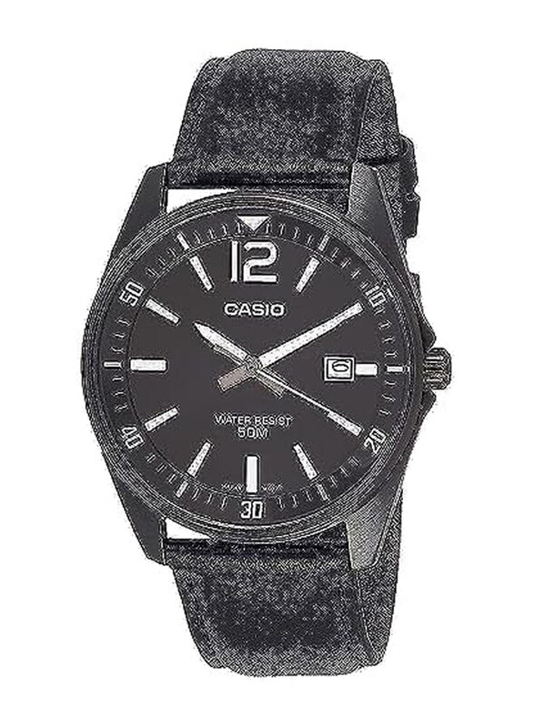 

Casio Analog Watch for Men with Leather Band, Water Resistant, MTP-E170BL-1BVDF, Black