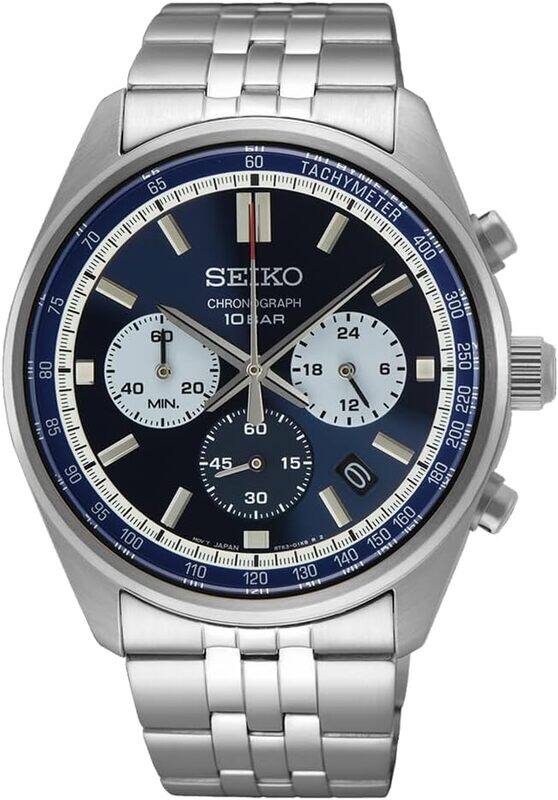 

Seiko Dress Chronograph Men's Watch SSB427P1, SIlver & Blue, Blue