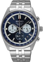Seiko Dress Chronograph Men's Watch SSB427P1, SIlver & Blue, Blue