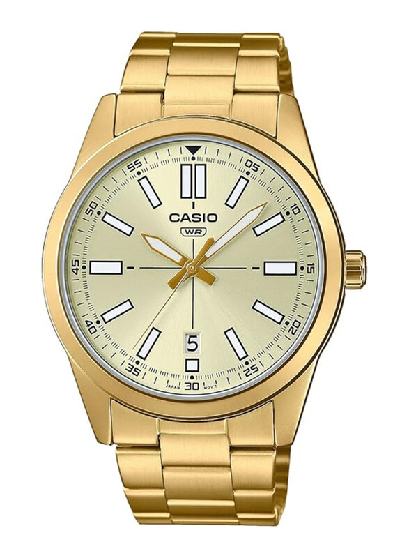 

Casio Analog Watch for Men with Stainless Steel Band, Water Resistant, MTP-VD02G-9E, Gold