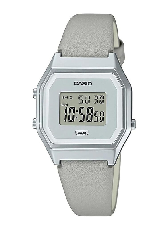 

Casio Vintage Digital Watch for Women with Resin Band, Splash Resistant, LA680WEL-8EF, Grey-White