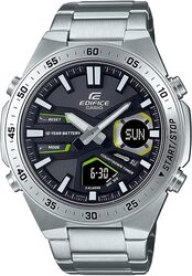 Casio Men Watch Edifice Telememo Memory Digital Analog Black Dial Stainless Steel Band EFV-C110D-1A3VDF, Silver, bracelet