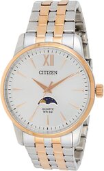 Citizen Analog Watch for Men with Stainless Steel Band, Water Resistant, Ak5006-58A, Silver/Rose Gold-Silver