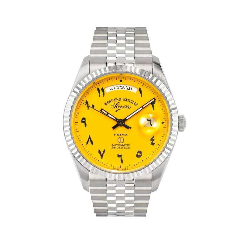 

West End Men's Silver Tone Case Yellow Dial Automatic Watch