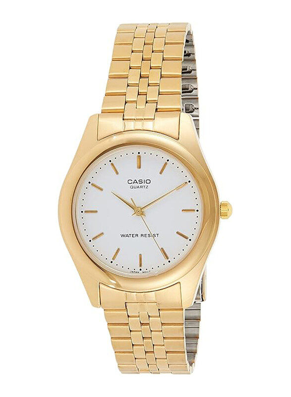 

Casio Dress Analog Watch for Women with Stainless Steel Band, Water Resistant, LTP-1129N-7A, Gold-White