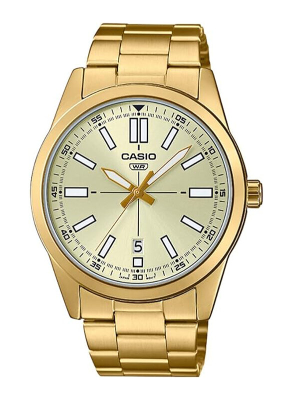 

Casio Analog Watch for Men with Stainless Steel Band, Water Resistant, MTP-VD02G-9EUDF, Gold