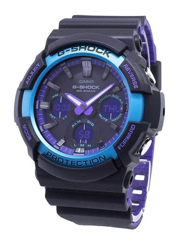 

Casio G-Shock Analog + Digital Watch for Men with Resin Band, Water Resistant & Chronograph, GAS-100BL-1ADR, Black-Blue/Black