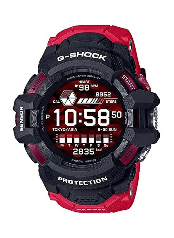 

Casio G-Shock Digital Watch for Men with Resin Band, Water Resistant, GSW-H1000-1A4DR, Red-Red/Black
